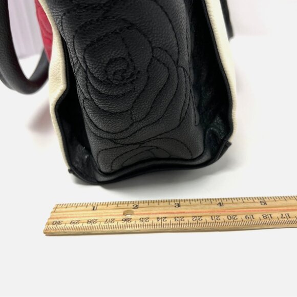 Betsey Johnson NY Satchel Red White Black Rose Quilted Bag Purse *Flaw - Picture 8 of 16